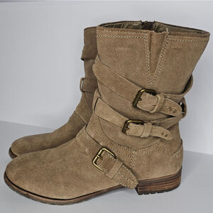 Revolve X Dolce Vita Ferin Taupe Suede Buckle Strap Boots Women's Size 10